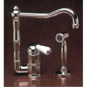 Rohl Polished Nickel Kitchen Faucet with Metal Lever Handle and Side 