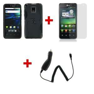   for LG Optimus G2X 2X (Black) + Screen Protector+Micro Car Charger