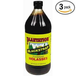 Plantation Blackstrap Molasses, 15 Ounce Glass(Pack of 3)  