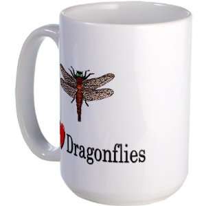  I Love Dragonflies Dragonfly Large Mug by  