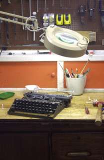 Second, the typewriter is stripped down by one of our techs. Then each 