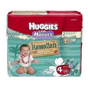  Huggies Little Movers Hawaiian Diapers, Jumbo Pack, Size 4 