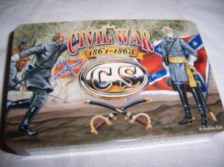 CIVIL WAR PLAYING CARDS TIN HOLDER PORTABLE TRAVEL CARD POKER GAME 