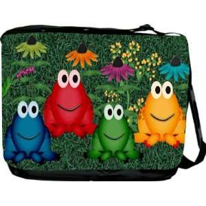  Multi Colored Frogs Messenger Bag   Book Bag   School Bag 