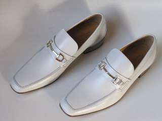 new mens GUCCI light gray leather horsebit logo loafers shoes  