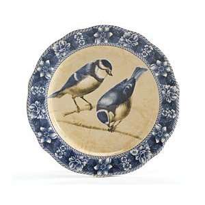  SET of 2 Avian Trail Plates Stoneware Blue Bird