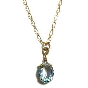   Plated Pendant Necklace with Ice Blue Oval Swarovski Crystal Jewelry