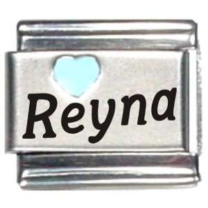  Reyna Light Blue Heart Laser Name Italian Charm Link 