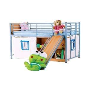  Childrens loft bed with slate blue metal frame and 