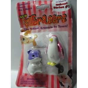    SillErasers 2 Pack Erasers   Animal Series #1 Toys & Games