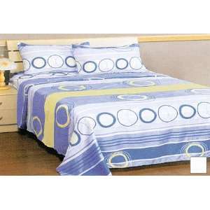  Blue Spiral Circles Stripes Twin Bed Sheets Set