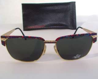 VINTAGE LAURA BIAGIOTTI T176 GOLD RED/BLUE SUNGLASSES  