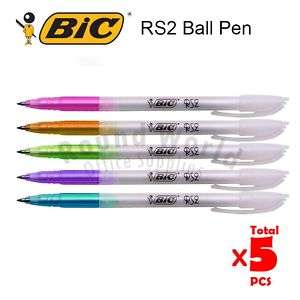 5pcs BIC RS2 Ball Pen in Bulk (Assorted Fashion Color)  