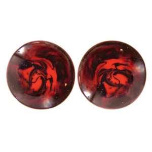 Cherry and Black Marble Colred Single Flare Hand Made Glass Plugs  7 