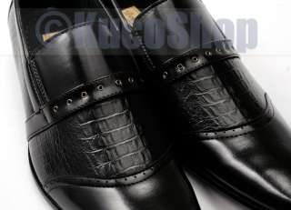   Men Dress Shoes Italian Style Black Crocodile Cap Toe SIze 12  