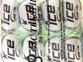   of 8 Skeins ICE TECHNO BUTTERFLY Hand Knitting Yarn White Light Green