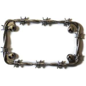 Motorcycle Barbed Wire Chrome High Quality License Plate Frame Metal 