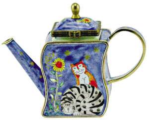 KELVIN CHEN Enamel Mini Teapot  Cat & Sunflower  