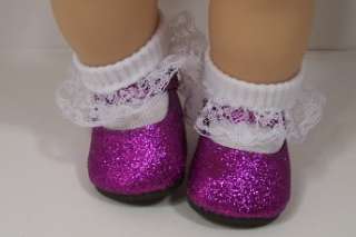 PURPLE Glitter BUCKLE Doll Shoes For Bitty Baby♥  