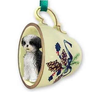  Puppycut BW Shih Tzu Teacup Christmas Ornament