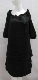   silk ruffle dress black the material is 100 % silk chest 39 length 34