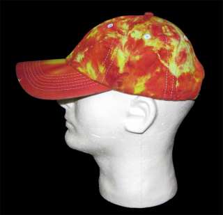 NEW Tie dye BASEBALL CAP Hat Mottled Red & Yellow Fire  