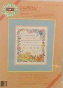 Sweet MAY GOD BLESS YOU BIRTH RECORD CROSS STITCH EMBROIDERY KIT 