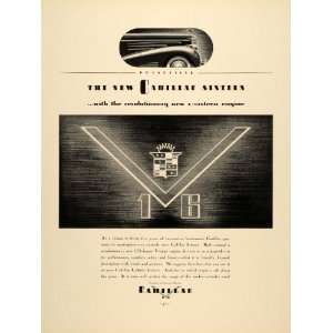 1937 Ad Cadillac V Sixteen Engine Automobile Vintage   Original Print 
