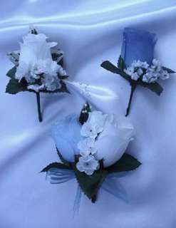 21pcs Bridal bouquet wedding flowers ROYAL BLUE / WHITE  