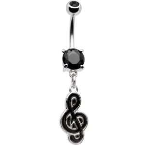  Black Treble Clef Music Note Belly Ring Jewelry