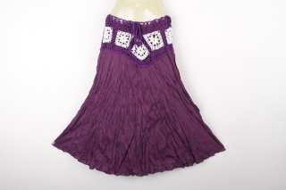 sk001v Hippy Hippie Boho Gypsy Crochet Skirt Long Purple  
