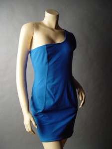 Electric blue mini dress with a bold and powerful shoulder design 