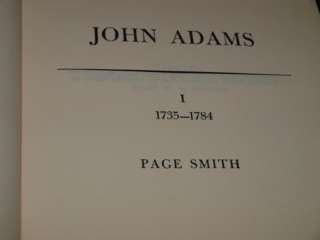 PAGE SMITH JOHN ADAMS BOOK CLUB EDITION, TWO VOLUME SET  