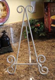 Country Cottage Antique White Wrought Iron Plate Stand Easel 11 