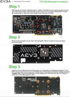 EVGA GTX 680 Backplate. T6 Torx required for installation