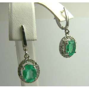   90tcw Cocktail Party Readycolombian Emerald & Diamond Dangle Earrings