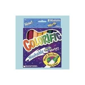 Colorific World Colors Washable Markers, 8 Color Set Arts 