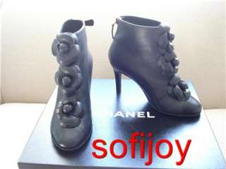   size 5 35 black leather short boots/booties $1595 noir bottines  