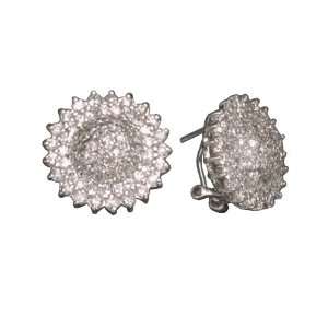  C.Z. ROUND CLIP AND POST RHODIUM PLATED (.925) STERLING 