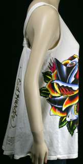 ED Hardy Womens Shark Rose Tank cover up One Size NWT  