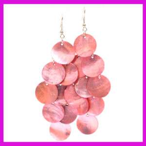 Pink Mother of Pearl Chandelier Earrings/ Fine Jewelry  