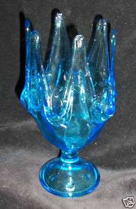 Retro Vintage Blue Swung Glass Vase  