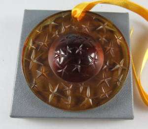 Lalique 1995 Stars Amber Christmas Ornament boxed  