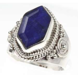  925 Sterling Silver SYNTHETIC SAPPHIRE Ring, Size 7.25, 7 