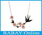 Beautiful New Nice Swallow Disport Flowers Lucky Necklace Pendant Free 