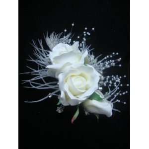  White Roses Hair Flower Clip 