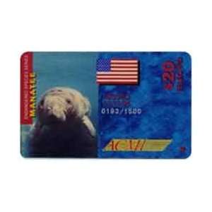 Collectible Phone Card $20. Manatee Swimming Endangered Species & USA 