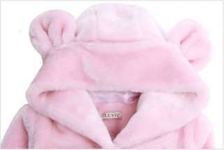 Womens Girls Suppe Cute Faux Fur Warm Bear Ears Hoodie Jacket Coat 