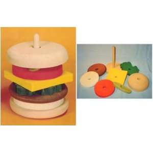  Wooden Educational Stack Toy   Hamburger Toys & Games