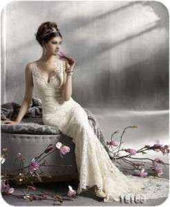 Elegant Ivory Lace V neck Bridal Gwon/Wedding Dress  
